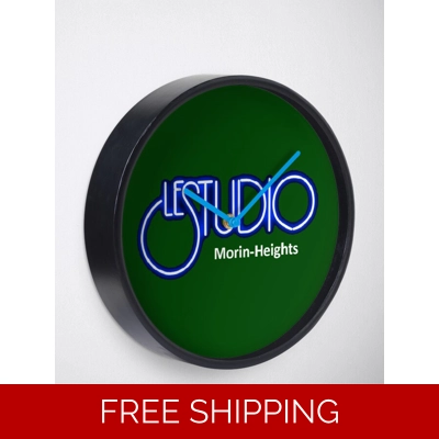 Clock Forest Green natural Bamboo Wood White & Blue MH White